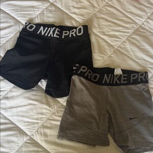 Nike Women’s Pro Black and Gray Shorts Set